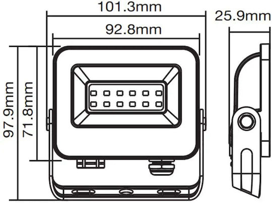 Vito Στεγανός Προβολέας LED 10W Ψυχρό Λευκό 6000K IP65