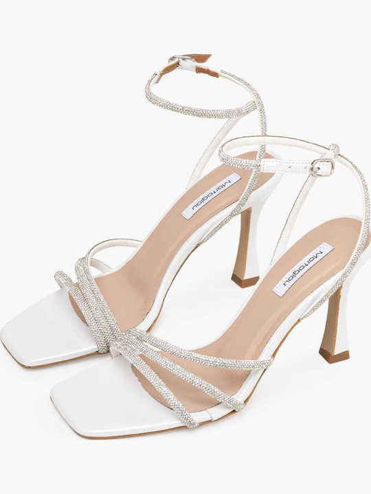 Damen Sandalen Aus Leder Weiß