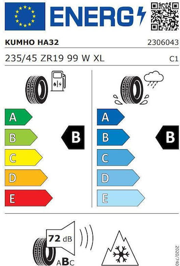 Kumho Solus 4S HA32 235/45R19 99W XL 4 Jahreszeiten Autoreifen für Passagierfahrzeug