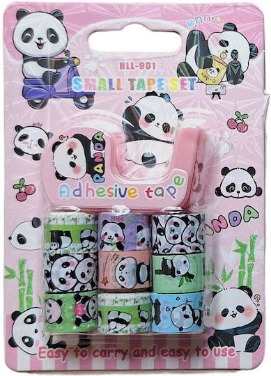 Set Washi Tape Panda Cutting Base & Adhesive Tapes 2 Colors 1 Piece