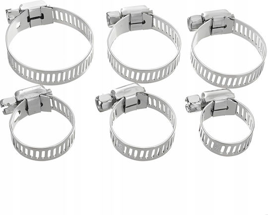 Set 34 Cleme Metalice Pentru Furtunuri Zola 6 Mărimi 16-32 Mm Cutie De Depozitare Argintii