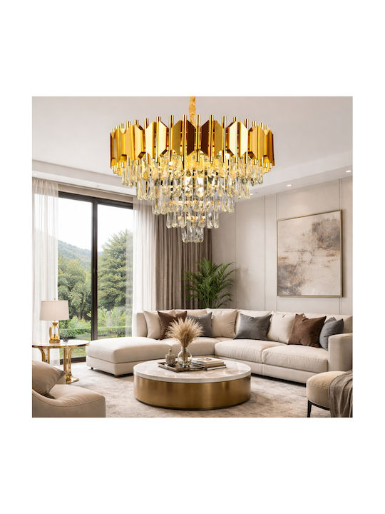 Alista Home Candelabru 8xE27 Ø60cm cu Cristale Auriu AT1CT-IM1P-HT2L-C115/600GD