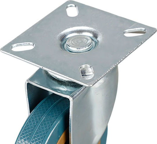 Set 4 Roți Rotative Placă Zola 100 X 25 Mm Cărucioare Mobilier 360° Rotire Silentioase Cauciuc Tehnic Oțel Galvanizat Albastru