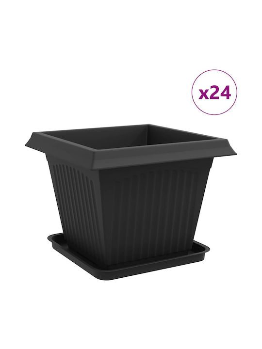 vidaXL Σετ 24 Γλάστρες Πλαστικές Μαύρο