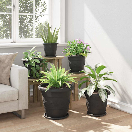 vidaXL Set 24 Kunststoff Pflanzgefäße Schwarz 39x32cm