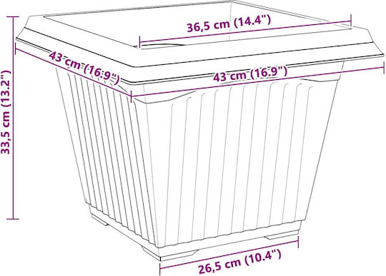 vidaXL Комплект 24 Пластмасови Черни Саксии За Цветя 43x33.5см