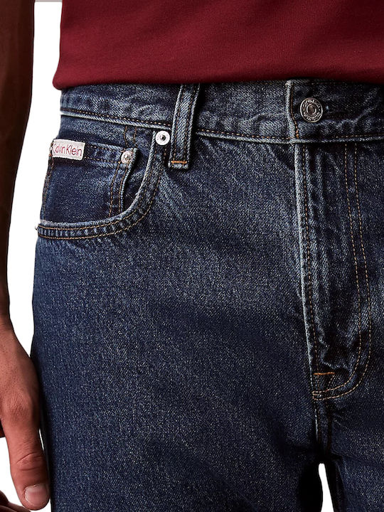 Men's Jeans Pants Regular Tapered Fit Dark Aged Denim
