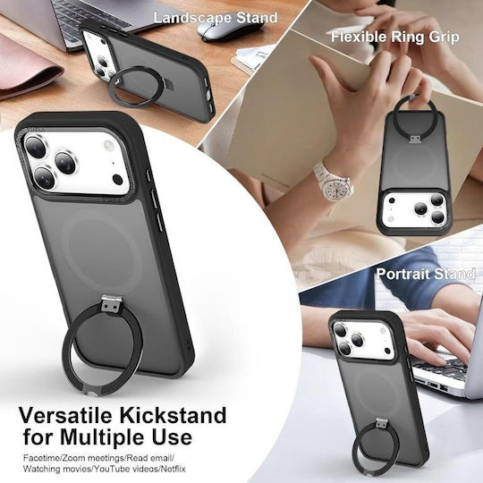 Orso Ostand Silicone Plastic Back Cover Black for iPhone 18 / 17 Pro