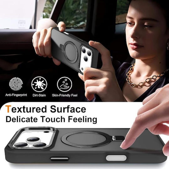 Orso Ostand Silicone Plastic Back Cover Black for iPhone 18 / 17 Pro