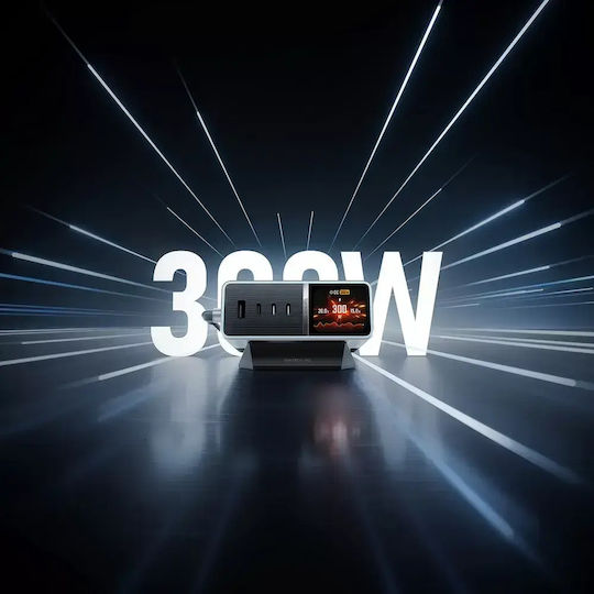 Cuktech Βάση Φόρτισης GaN με Θύρα USB-A και 3 Θύρες USB-C 300W σε Ασημί χρώμα (TA3005U)
