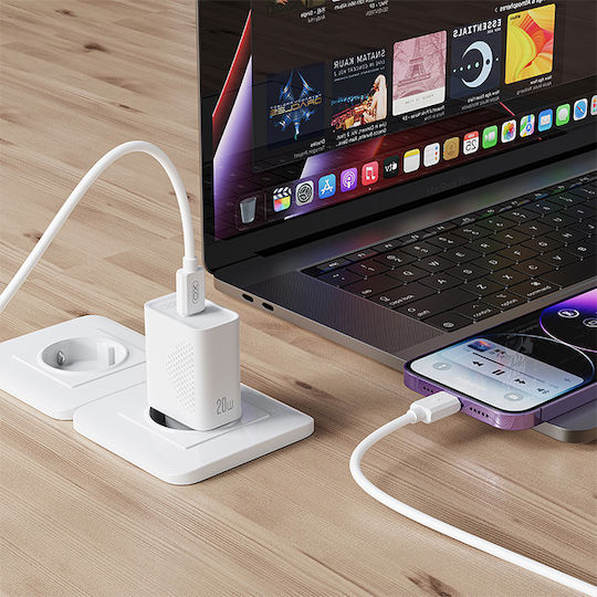 XO Charger with USB-C Port and Cable Lightning 20W Power Delivery Whites (L160)