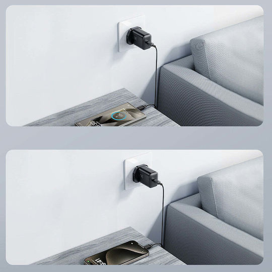 Joyroom с USB-C порт и кабел USB-C - USB-C 25W Power Delivery Черен (JR-TCF23 UK)