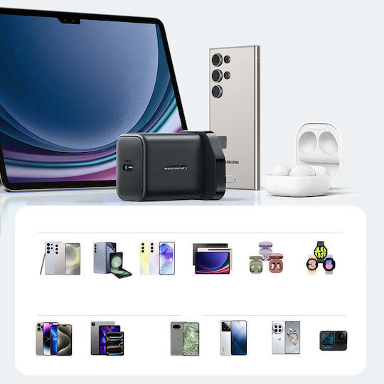 Joyroom с USB-C порт и кабел USB-C - USB-C 25W Power Delivery Черен (JR-TCF23 UK)
