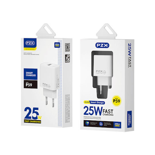 PZX Încărcător Fără Cablu cu Port USB-A și Port USB-C 33W Negruς (P55)