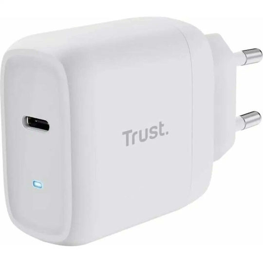 Trust GaN Wireless Charger with USB-C Port 45W Power Delivery White