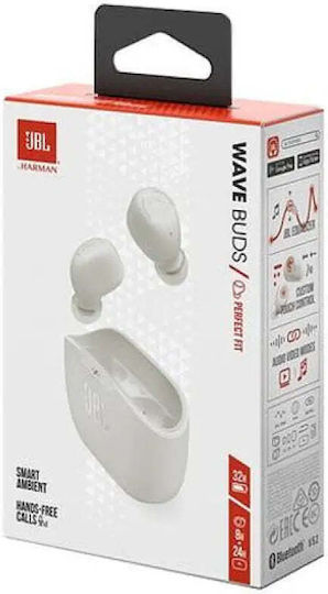 JBL Vibe Buds 2 Bluetooth Handsfree Earphones with Sweat Resistance and Charging Case White