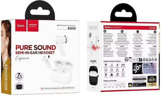 Hoco EQ30 In-ear Bluetooth Handsfree Ακουστικά με Θήκη Φόρτισης Μαύρα