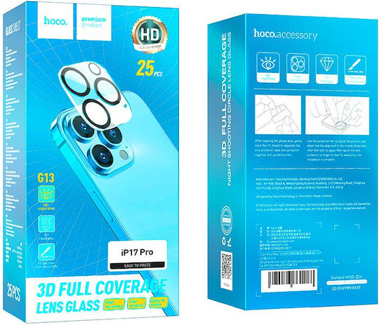 Hoco G13 3D Night Shooting Camera Protection Tempered Glass Black for Apple iPhone 17 Pro 5G