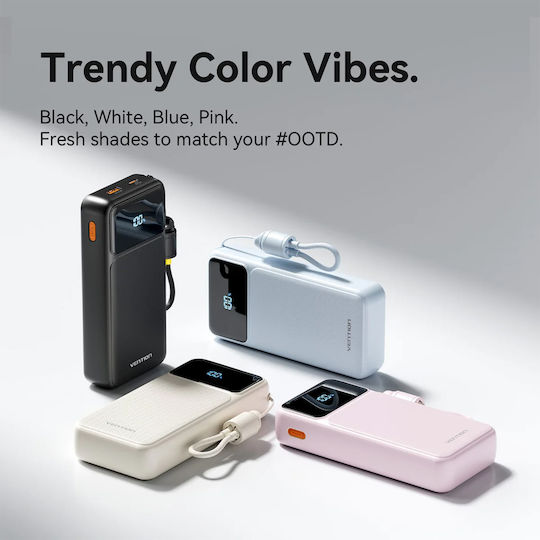 Vention XGY40 Външна Батерия 20000mAh 22.5W с USB-A Порт и USB-C Порт Черна