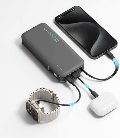 Cuktech CUKP200NGLLG Power Bank 20000mAh 55W with USB-A Port and USB-C Port White