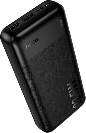 Hoco J159A Essence Power Bank 20000mAh 20W with 2 USB-A Ports and USB-C Power Delivery Port Black