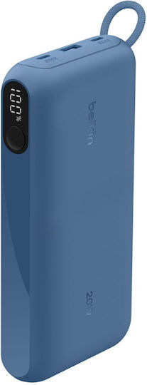 Belkin Power Bank 20000mAh 20W with USB-A Port and 2 USB-C Power Delivery Ports Blue