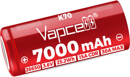 Battery Vapcell 26650 K70 7000mah 30a