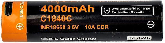 Vapcell Dulotec Батерия 18650 4000mah 10a C1840c Защита Usb-c Зареждане