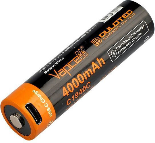Vapcell Dulotec Батерия 18650 4000mah 10a C1840c Защита Usb-c Зареждане