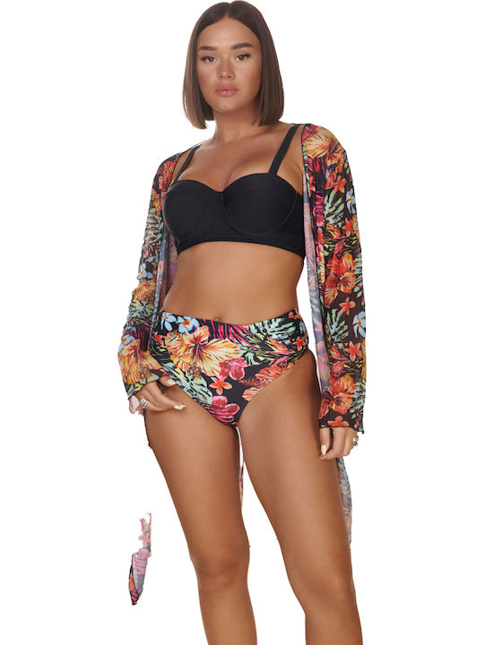 Set Bikini 3 Pieces High Waist Floral