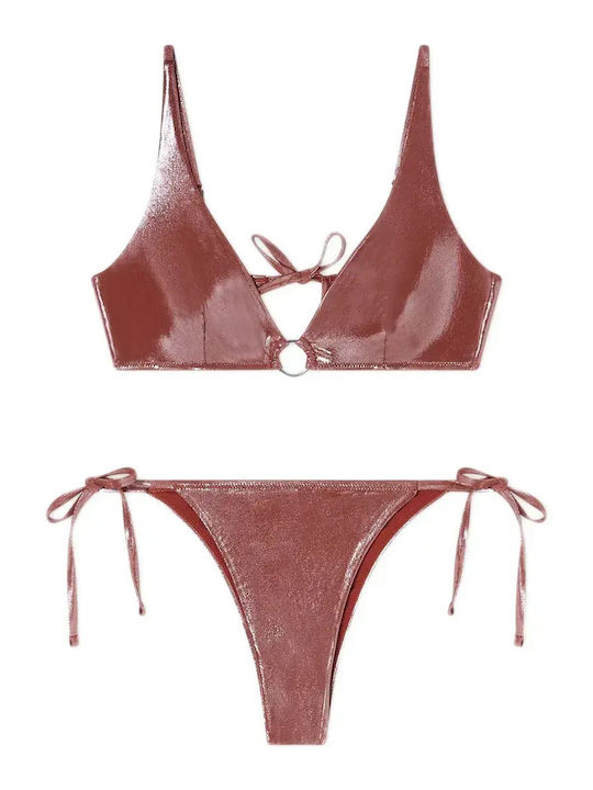 Set Bikini Triangle Terracotta Foil