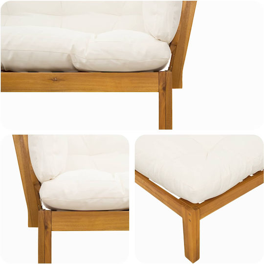Garden & Outdoor Furniture Sets Living Room Set 2 Pieces Natural and Cream White with Pillows Garden & Outdoor Furniture Sets Living Room Set 2 Pieces Natural and Cream White with Pillows