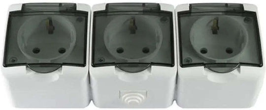 Kontakt IP44 Dreifach Weiß Transparent Deckel Meloplam Toni