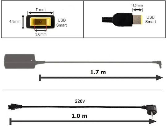 Оригинално Lenovo Зарядно Устройство 20v 4.5a 90w Букса 11.0x3.0mm