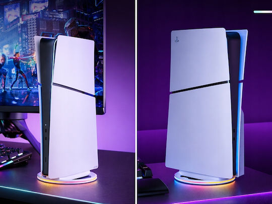 Vertical Console Stand Zola Compatible Ps5 Ps5 Slim Ps5 Pro Rgb Lighting Fixing Screw Usb Power Light Gray