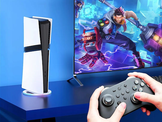 Vertical Console Stand Zola Compatible Ps5 Ps5 Slim Ps5 Pro Rgb Lighting Fixing Screw Usb Power Light Gray