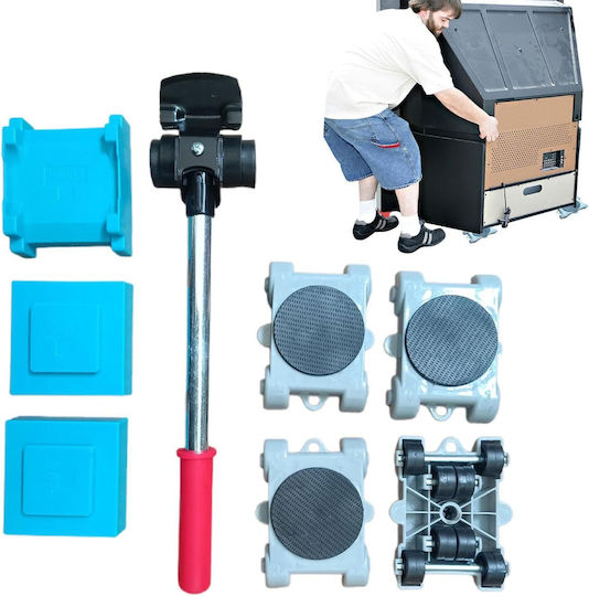 Kit Mobilier Pentru Ridicare și Transport Zola Capacitate De Încărcare 150 Kg 1 Manetă Mâner 32 Cm 4 Suporturi Roți 10 X 7.5 Cm