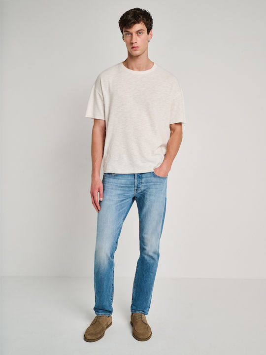 Ανδρικό Παντελόνι Τζιν με Slim Straight Εφαρμογή Ανοιχτό Μπλε