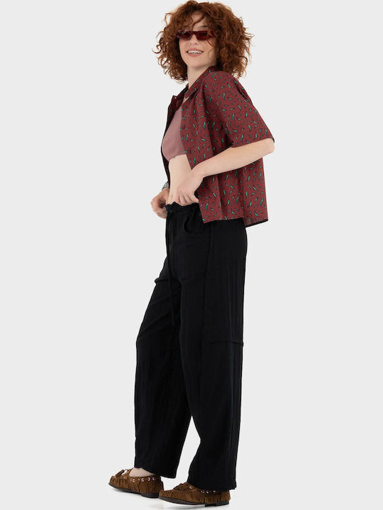Short Sleeve Women's Shirt Bordeaux