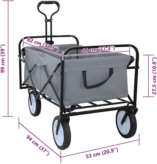 Folding Hand Trolley Gray 94 x 53 x 99 cm Oxford Fabric 42020660 Gray