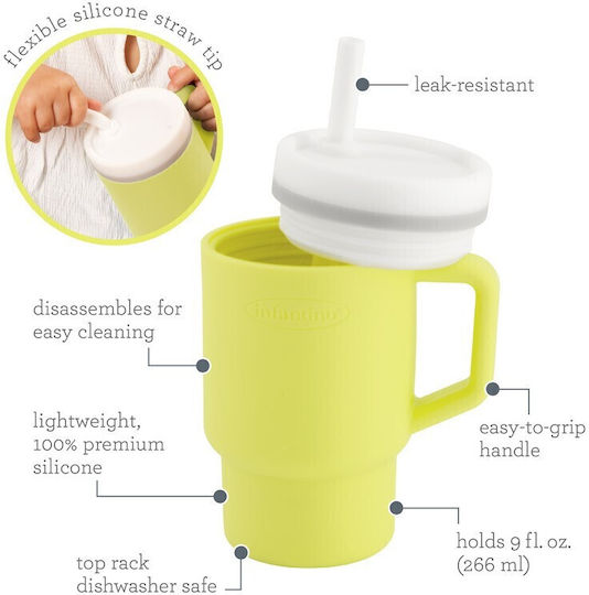 Infantino Toddler Cup with Handle and Straw Silicone Yellow 260ml