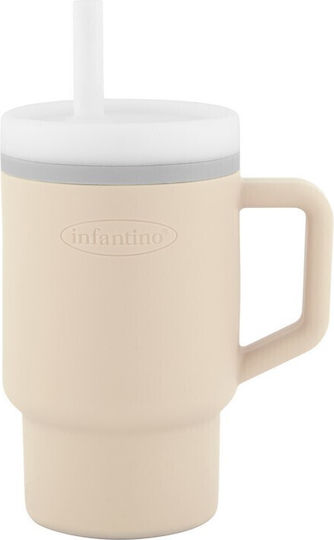 Infantino Children's Cup with Handle and Straw Silicone Beige 260ml