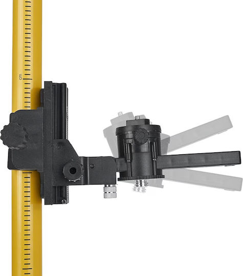 Telescopic Rod Laser Level Zola 5/8″ Thread Maximum Height 4.2 M Tilt Angle Adapter 360° Rotation Locking System Storage Case Black Yellow