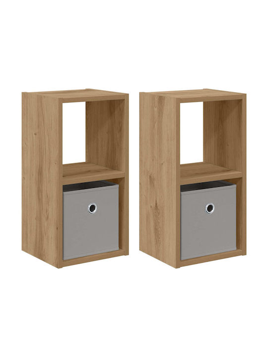 Nachttische Holz Braun 2 Stück 25.5x22x49.5cm