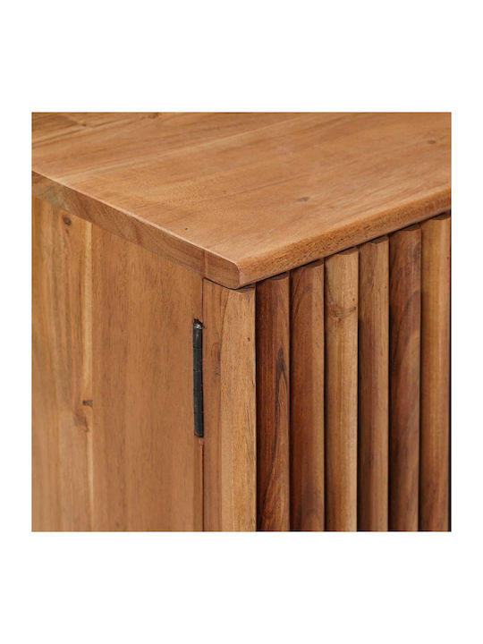 Κομοδίνο από Μασίφ Ξύλο και Γυαλί Μπεζ 40x30x45cm