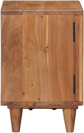 Bedside Table Made of Solid Wood and Glass Beige 40x30x45cm