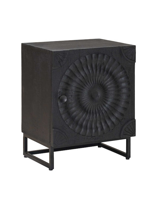 Wooden Bedside Table with Black Metal Legs 40x30x50cm