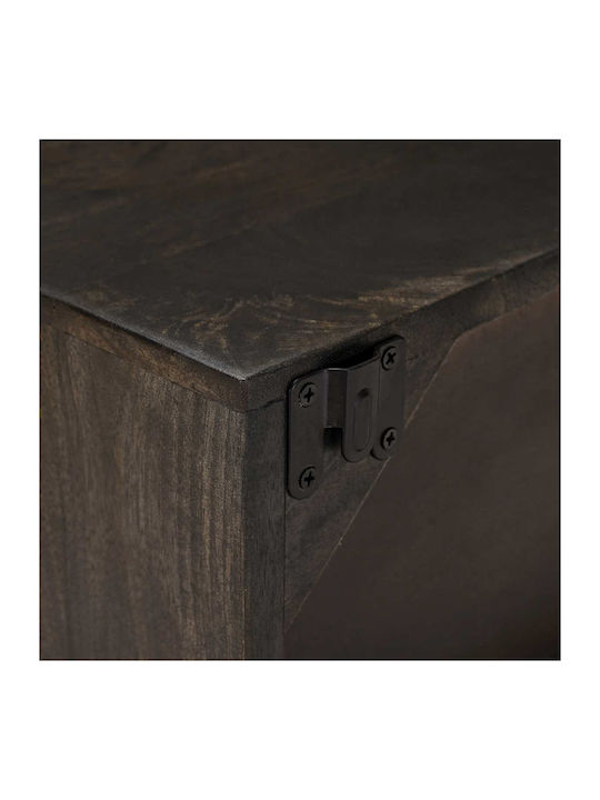 Wooden Bedside Table with Bronze Metal Legs 40x30x20cm