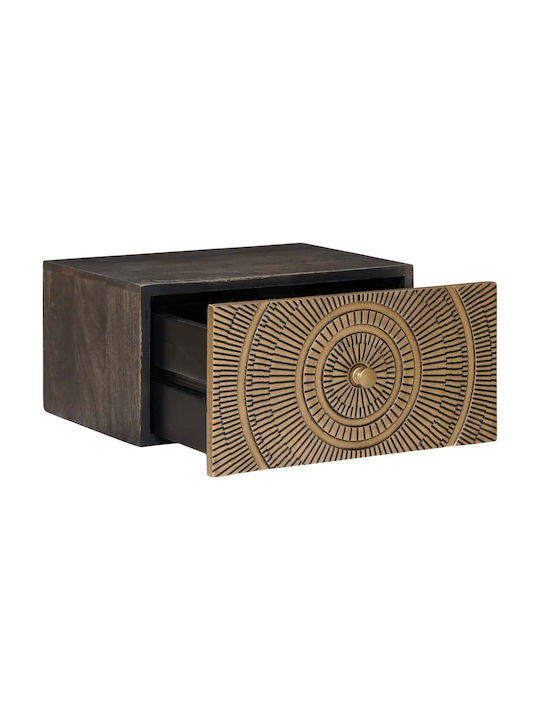 Wooden Bedside Table with Bronze Metal Legs 40x30x20cm