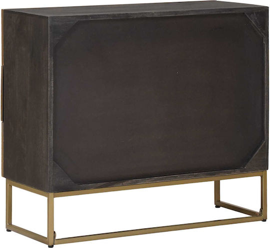 Sideboard Cabinet from Wood & Metal with Drawers Brass 75x30x65cm